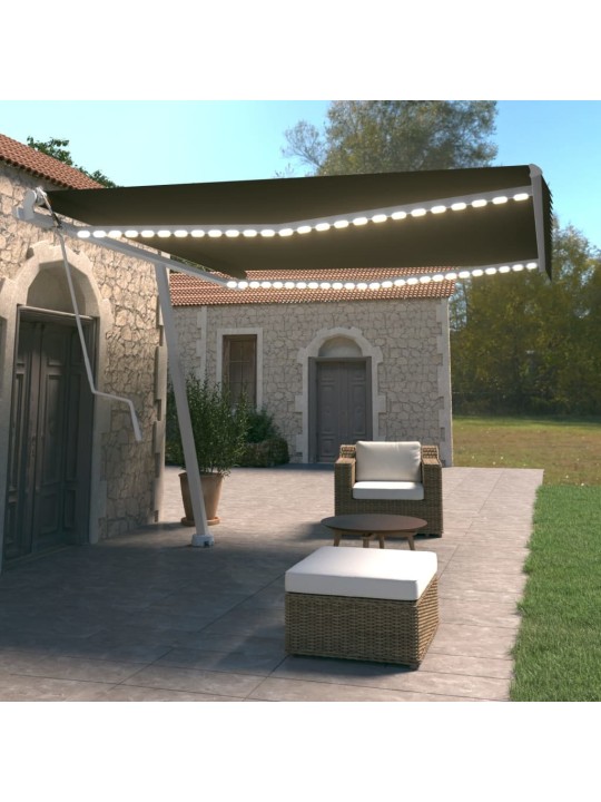 Automatická markýza LED a senzor větru 400x350 cm antracitová