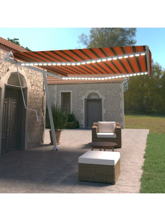 Automatická markýza led a senzor větru 400x350 cm oranžovohnědá
