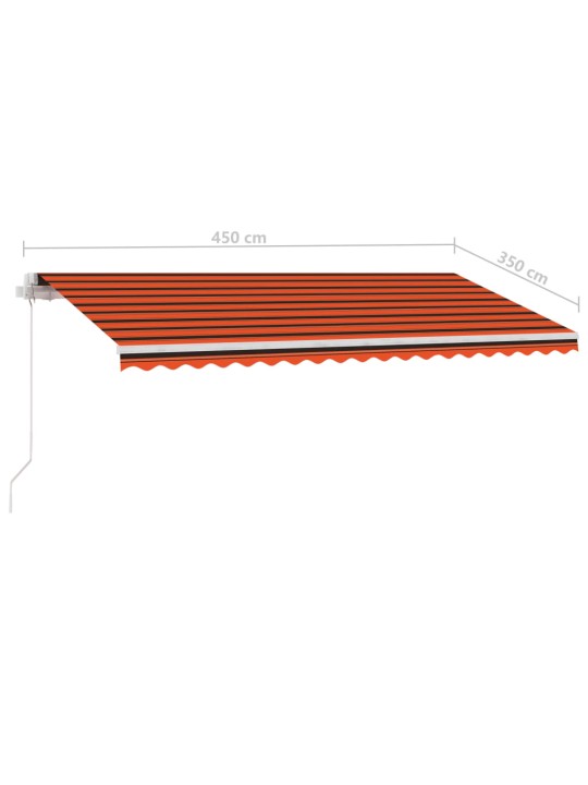 Volně stojící ručně zatahovací markýza 450x350 cm oranžovohnědá
