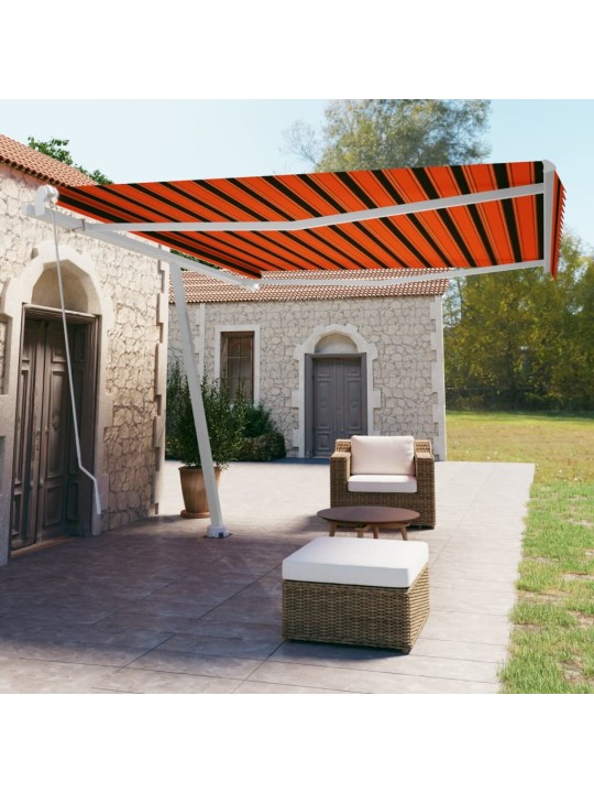 Volně stojící ručně zatahovací markýza 450x350 cm oranžovohnědá