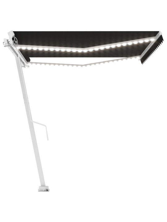 Ručně zatahovací markýza s led světlem 450 x 350 cm antracitová