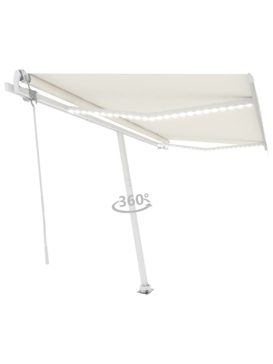 Automatická markýza LED a senzor větru 450 x 350 cm krémová