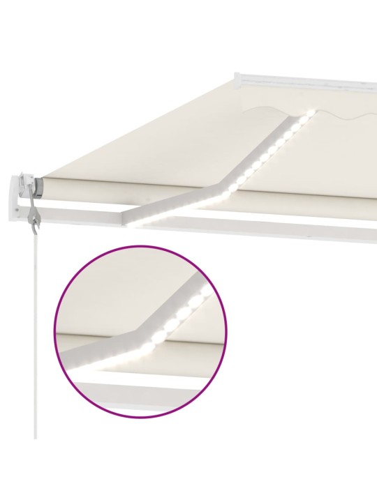 Automatická markýza LED a senzor větru 450 x 350 cm krémová