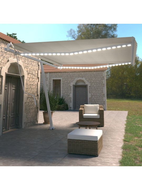 Automatická markýza LED a senzor větru 450 x 350 cm krémová