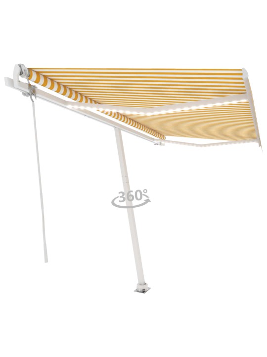 Automatická markýza LED a senzor větru 450 x 350 cm žlutá/bílá