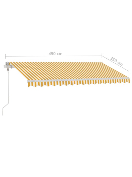 Automatická markýza LED a senzor větru 450 x 350 cm žlutá/bílá