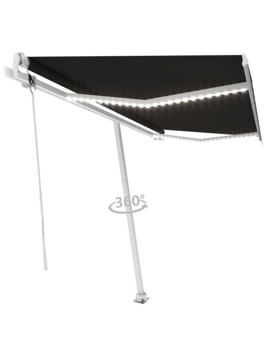 Automatická markýza LED a senzor větru 450 x 350 cm antracitová