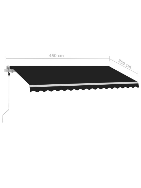 Automatická markýza LED a senzor větru 450 x 350 cm antracitová