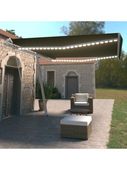Automatická markýza LED a senzor větru 450 x 350 cm antracitová