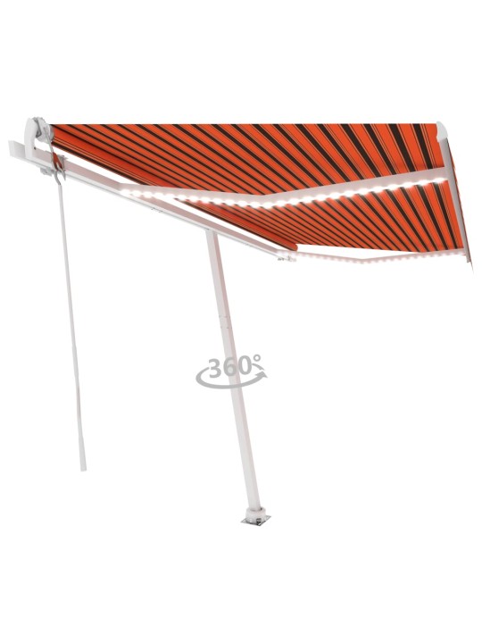 Automatická markýza LED a senzor větru 450x350 cm oranžovohnědá