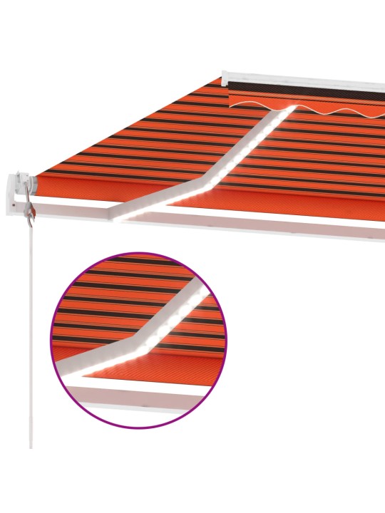 Automatická markýza LED a senzor větru 450x350 cm oranžovohnědá