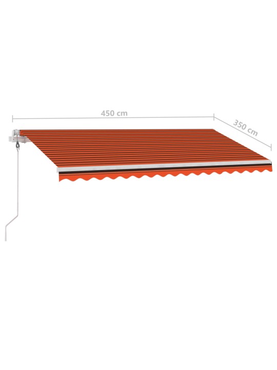 Automatická markýza LED a senzor větru 450x350 cm oranžovohnědá