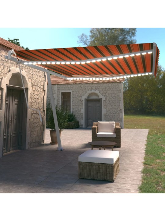 Automatická markýza LED a senzor větru 450x350 cm oranžovohnědá