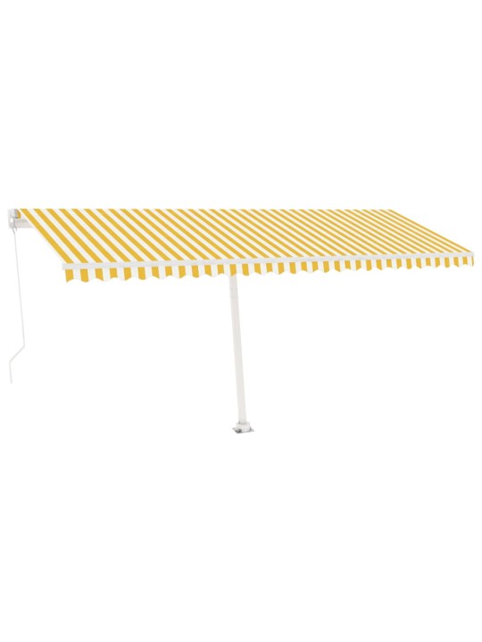 Volně stojící ručně zatahovací markýza 500 x 350 cm žlutá/bílá