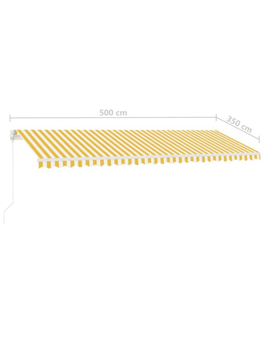 Volně stojící ručně zatahovací markýza 500 x 350 cm žlutá/bílá