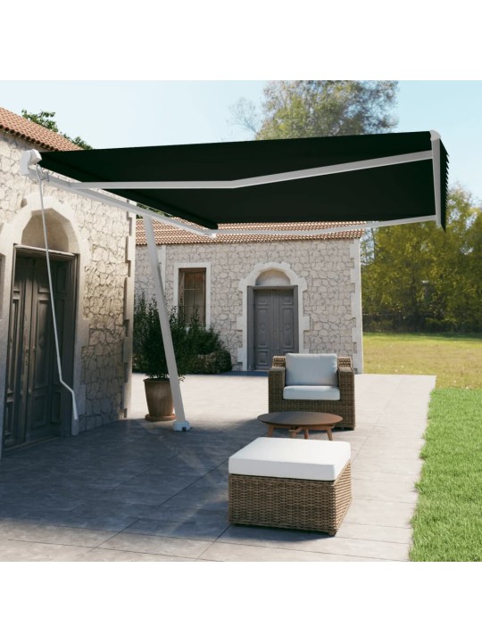 Volně stojící ručně zatahovací markýza 500 x 350 cm antracitová
