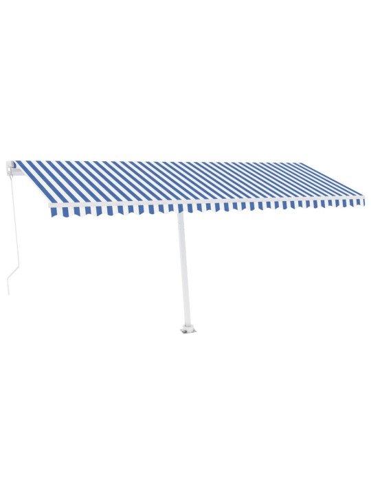 Ručně zatahovací markýza s led světlem 500 x 350 cm modrobílá