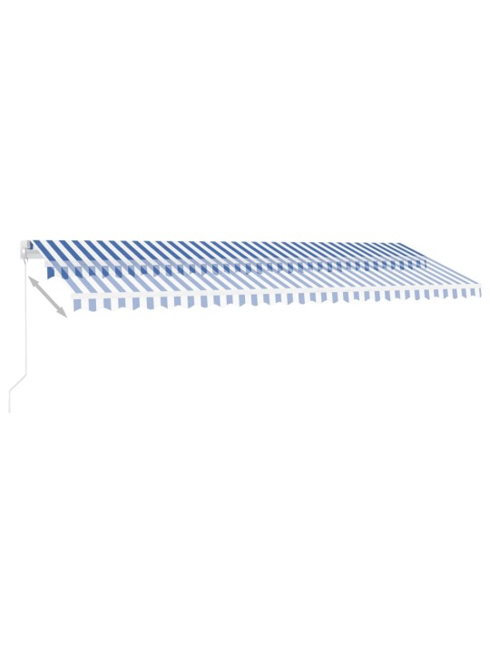 Ručně zatahovací markýza s led světlem 500 x 350 cm modrobílá