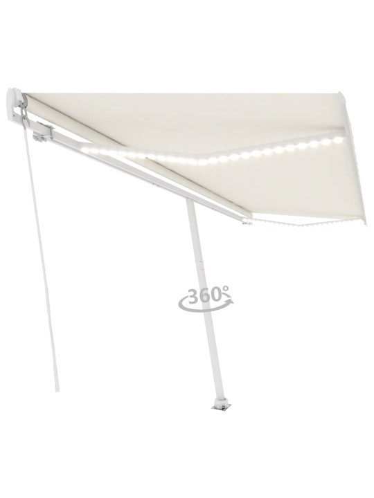 Ručně zatahovací markýza s led světlem 500 x 350 cm krémová