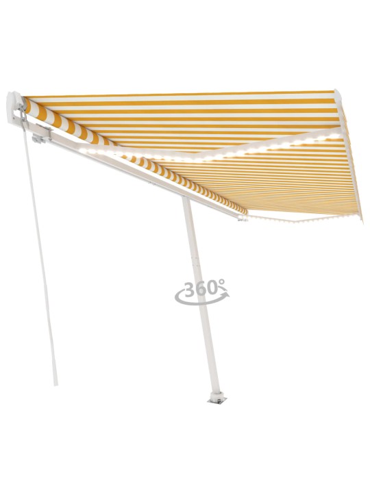 Ručně zatahovací markýza s led světlem 500 x 350 cm žlutobílá