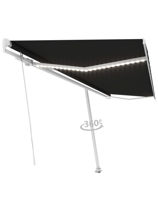 Ručně zatahovací markýza s led světlem 500 x 350 cm antracitová