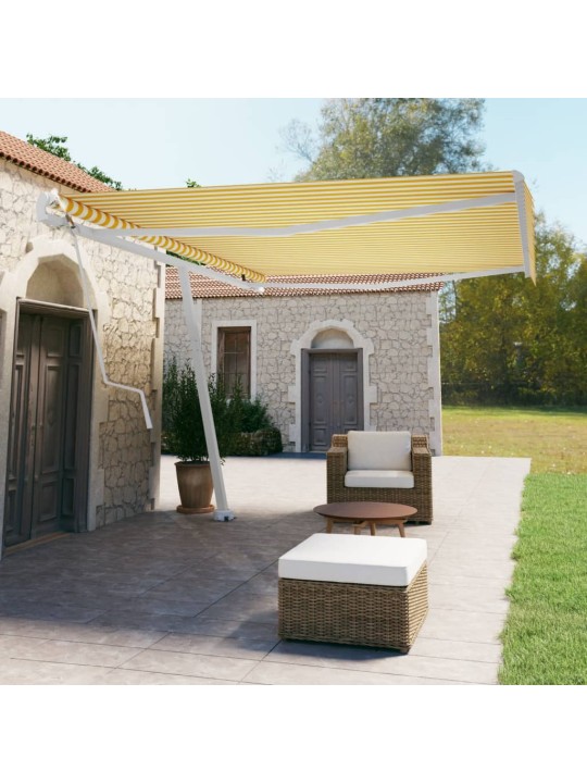 Volně stojící automatická markýza 500 x 350 cm žlutá/bílá