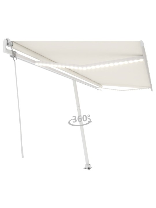 Automatická markýza LED a senzor větru 500 x 350 cm krémová