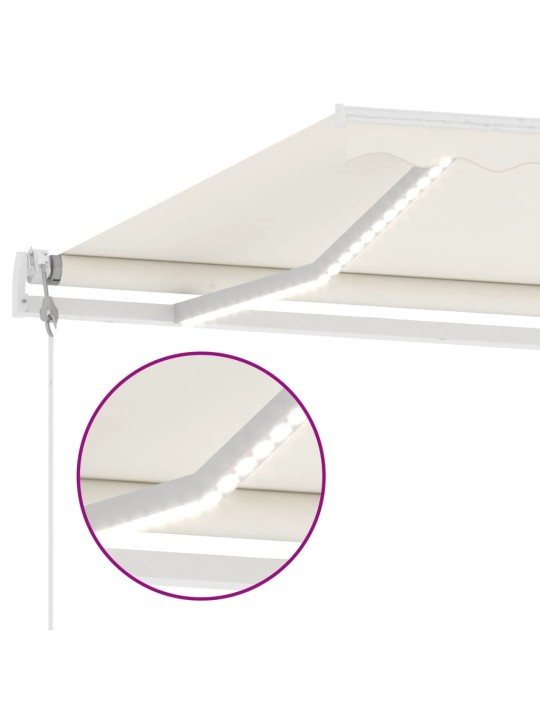 Automatická markýza LED a senzor větru 500 x 350 cm krémová