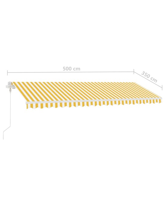 Automatická markýza LED a senzor větru 500 x 350 cm žlutá/bílá