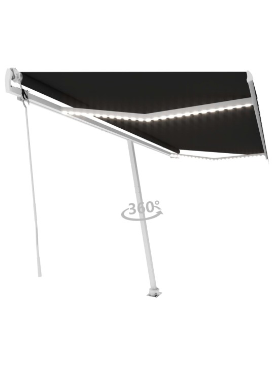 Automatická markýza LED a senzor větru 500 x 350 cm antracitová