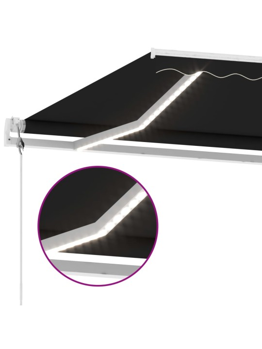 Automatická markýza LED a senzor větru 500 x 350 cm antracitová