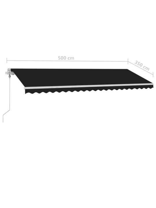Automatická markýza LED a senzor větru 500 x 350 cm antracitová
