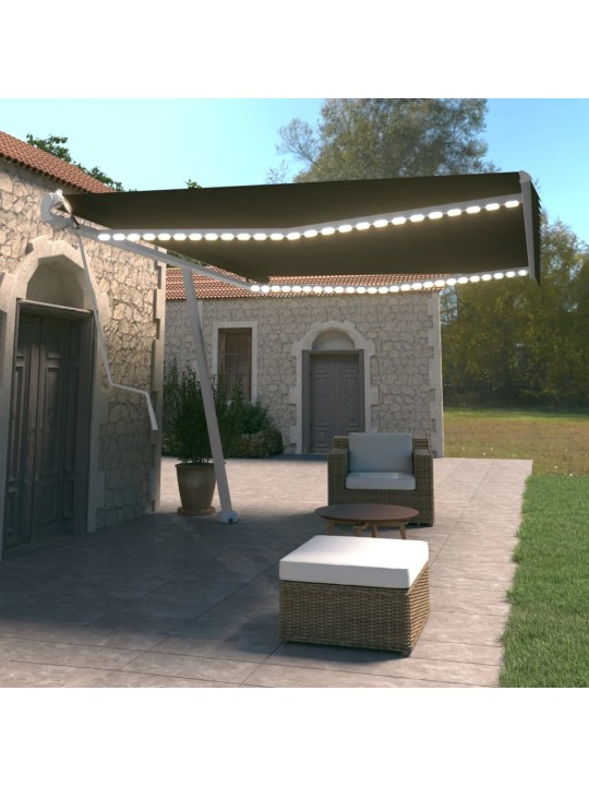 Automatická markýza LED a senzor větru 500 x 350 cm antracitová