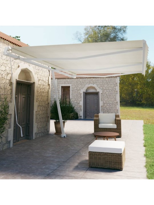 Volně stojící ručně zatahovací markýza 600 x 350 cm krémová