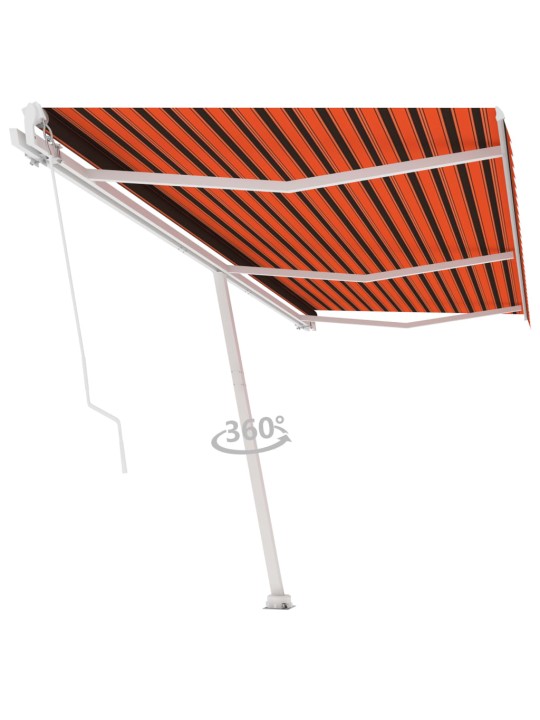 Volně stojící ručně zatahovací markýza 600x350 cm oranžovohnědá