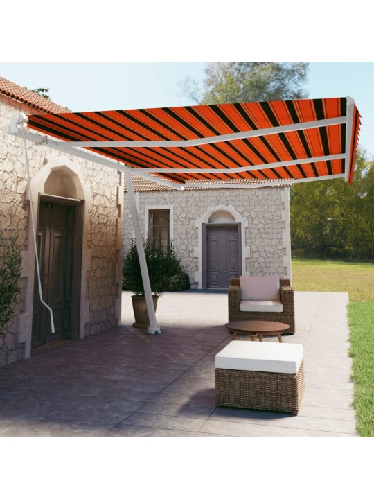 Volně stojící ručně zatahovací markýza 600x350 cm oranžovohnědá
