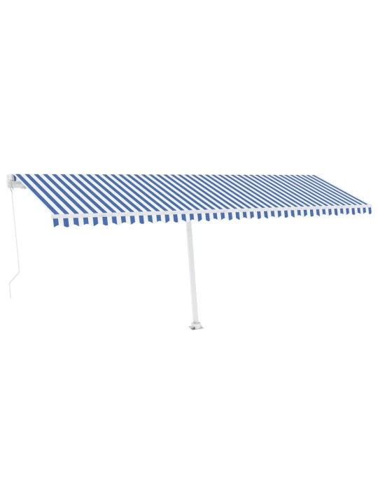Ručně zatahovací markýza s led světlem 600 x 350 cm modrobílá