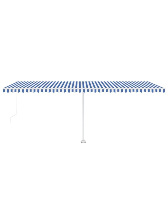 Ručně zatahovací markýza s led světlem 600 x 350 cm modrobílá
