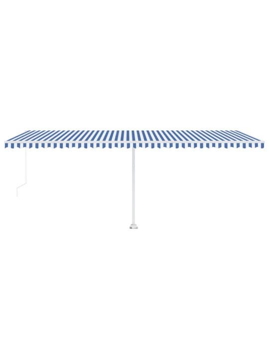 Ručně zatahovací markýza s led světlem 600 x 350 cm modrobílá