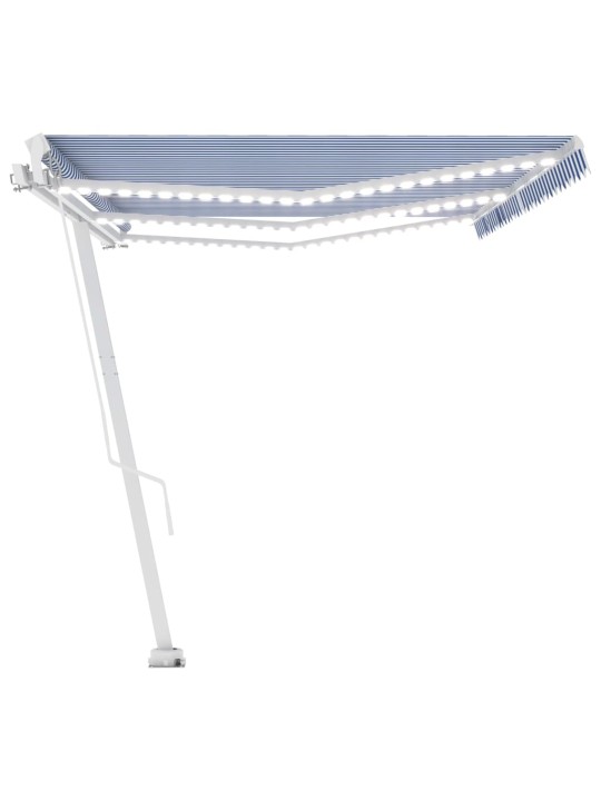 Ručně zatahovací markýza s led světlem 600 x 350 cm modrobílá