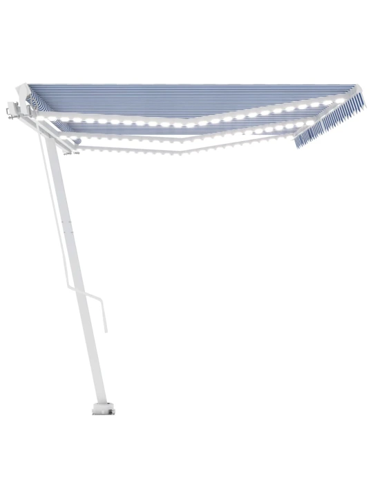 Ručně zatahovací markýza s led světlem 600 x 350 cm modrobílá