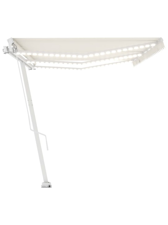 Ručně zatahovací markýza s led světlem 600 x 350 cm krémová