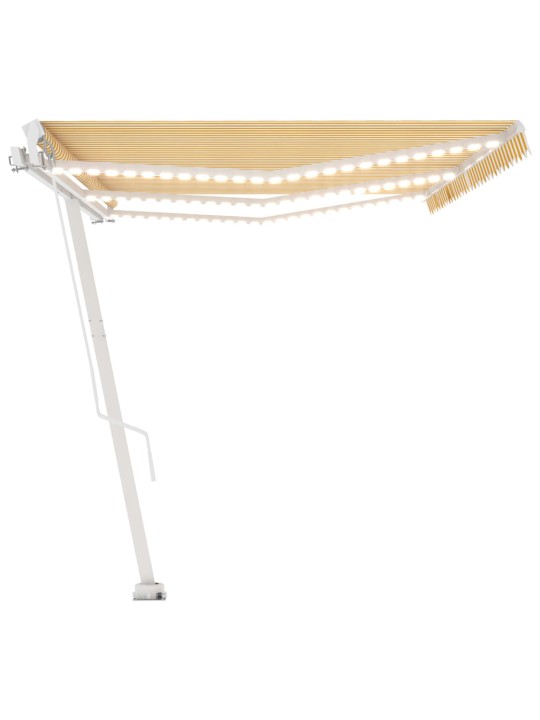 Ručně zatahovací markýza s led světlem 600 x 350 cm žlutobílá