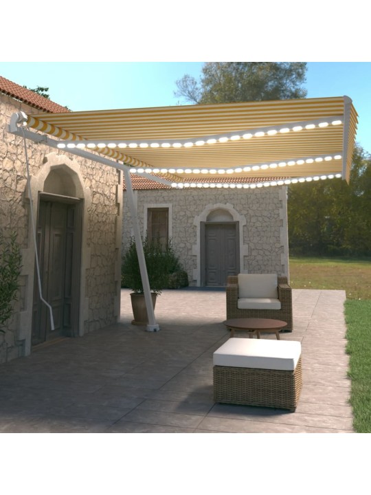 Ručně zatahovací markýza s led světlem 600 x 350 cm žlutobílá