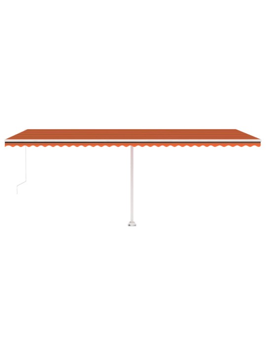 Ručně zatahovací markýza s led světlem 600x350 cm oranžovohnědá