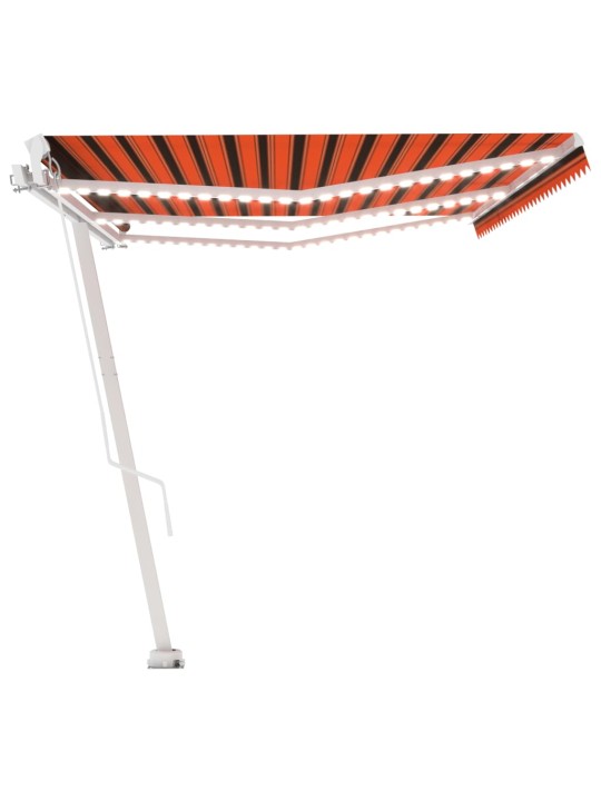 Ručně zatahovací markýza s led světlem 600x350 cm oranžovohnědá