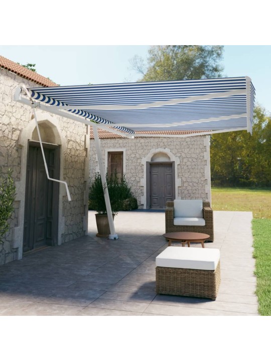 Volně stojící automatická markýza 600 x 350 cm modrá/bílá