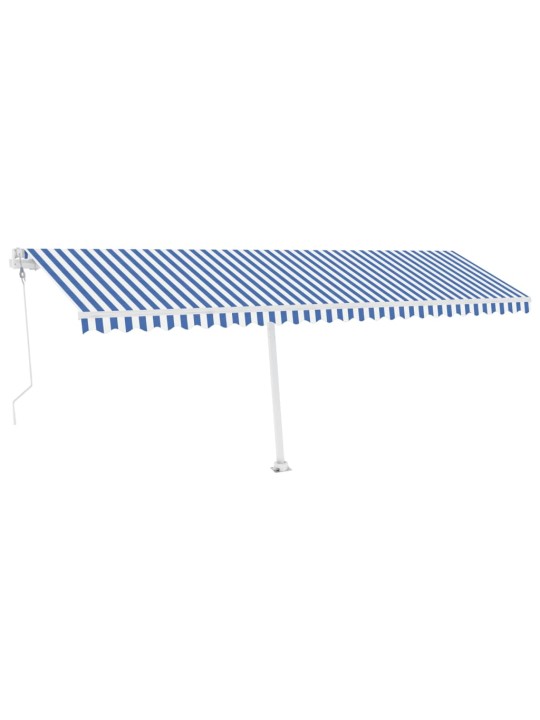 Automatická markýza LED a senzor větru 600 x 350 cm modrobílá