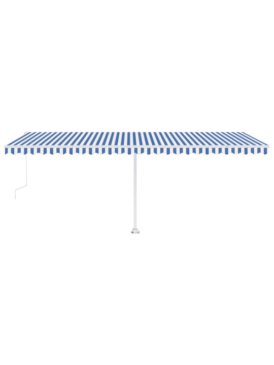 Automatická markýza LED a senzor větru 600 x 350 cm modrobílá