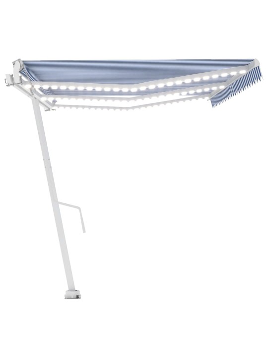 Automatická markýza LED a senzor větru 600 x 350 cm modrobílá